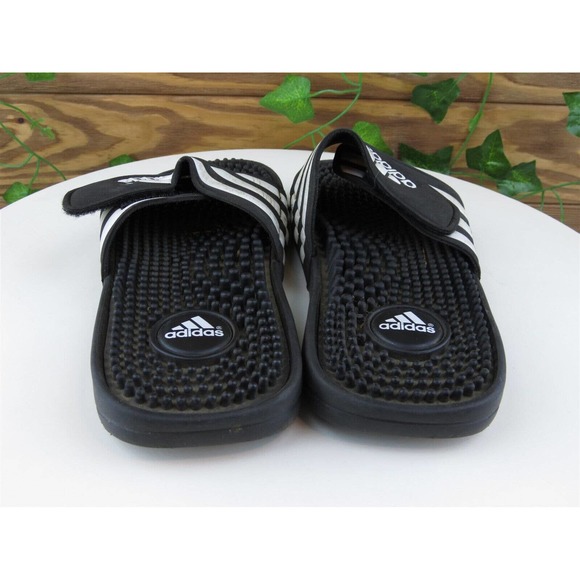 adidas Shoes Sz 2 Slide Boys Youth Black Synthetic Hook & Loop Medium - Picture 7 of 10